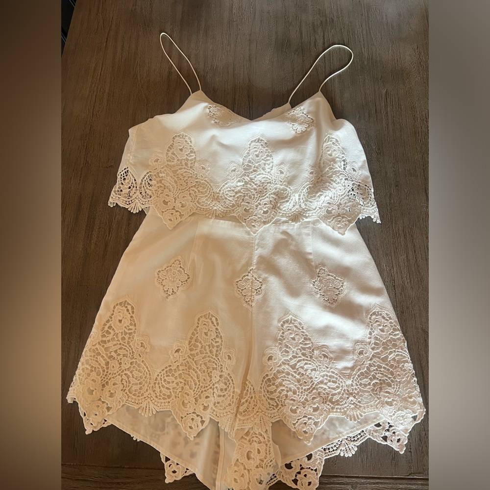 Gray Saks Fifth Avenue White Romper